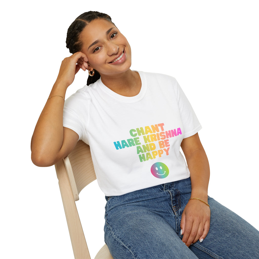 Har "Chant Hare Krishna and Be Happy" Rainbow Spiritual T-Shirt