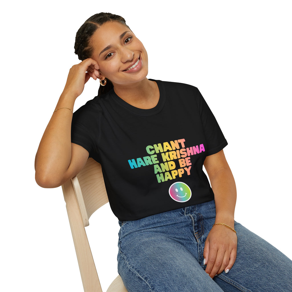 Har "Chant Hare Krishna and Be Happy" Rainbow Spiritual T-Shirt