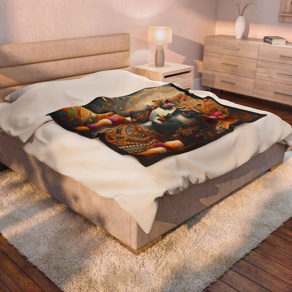 Krishna Portrait Velveteen Plush Blanket