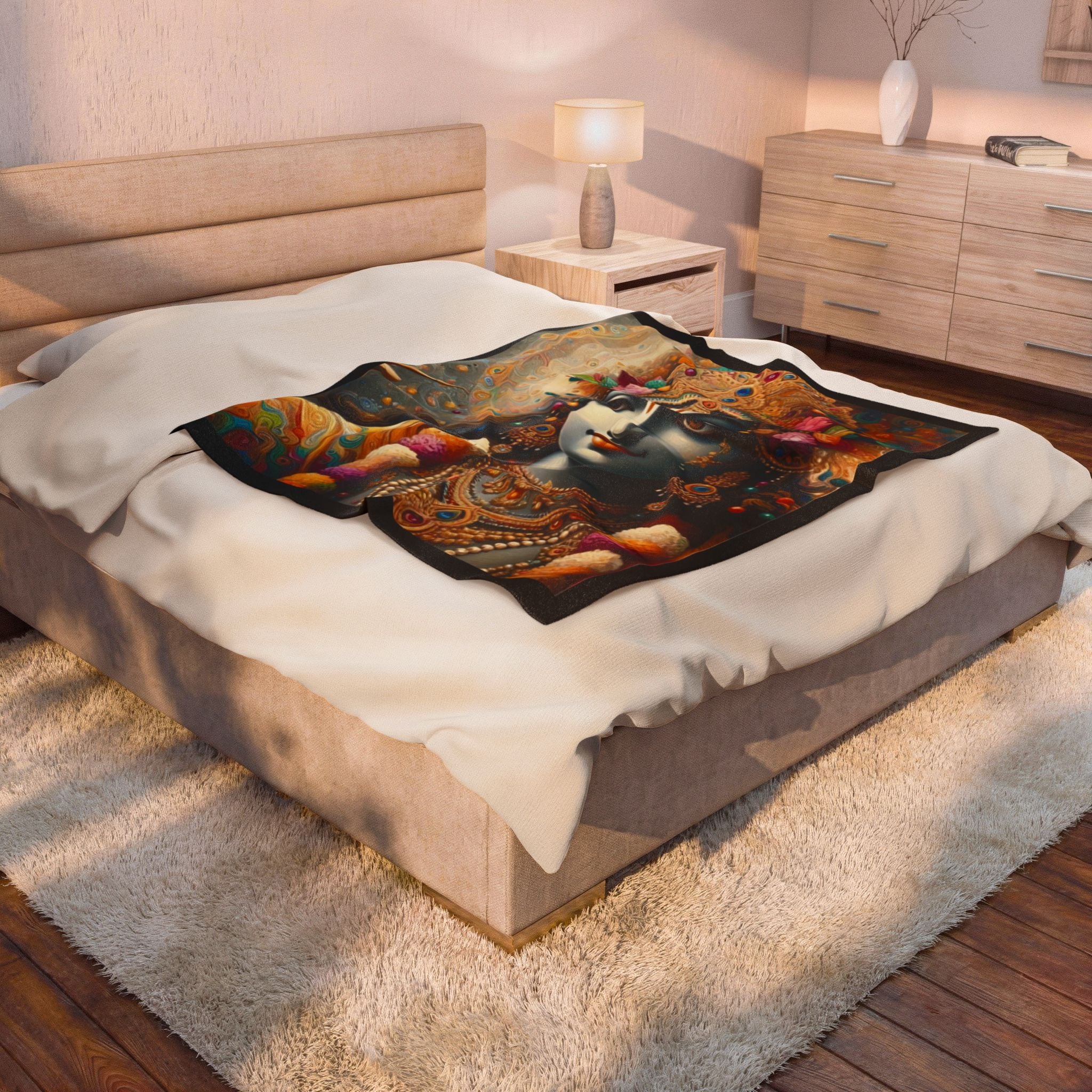 Krishna Portrait Velveteen Plush Blanket