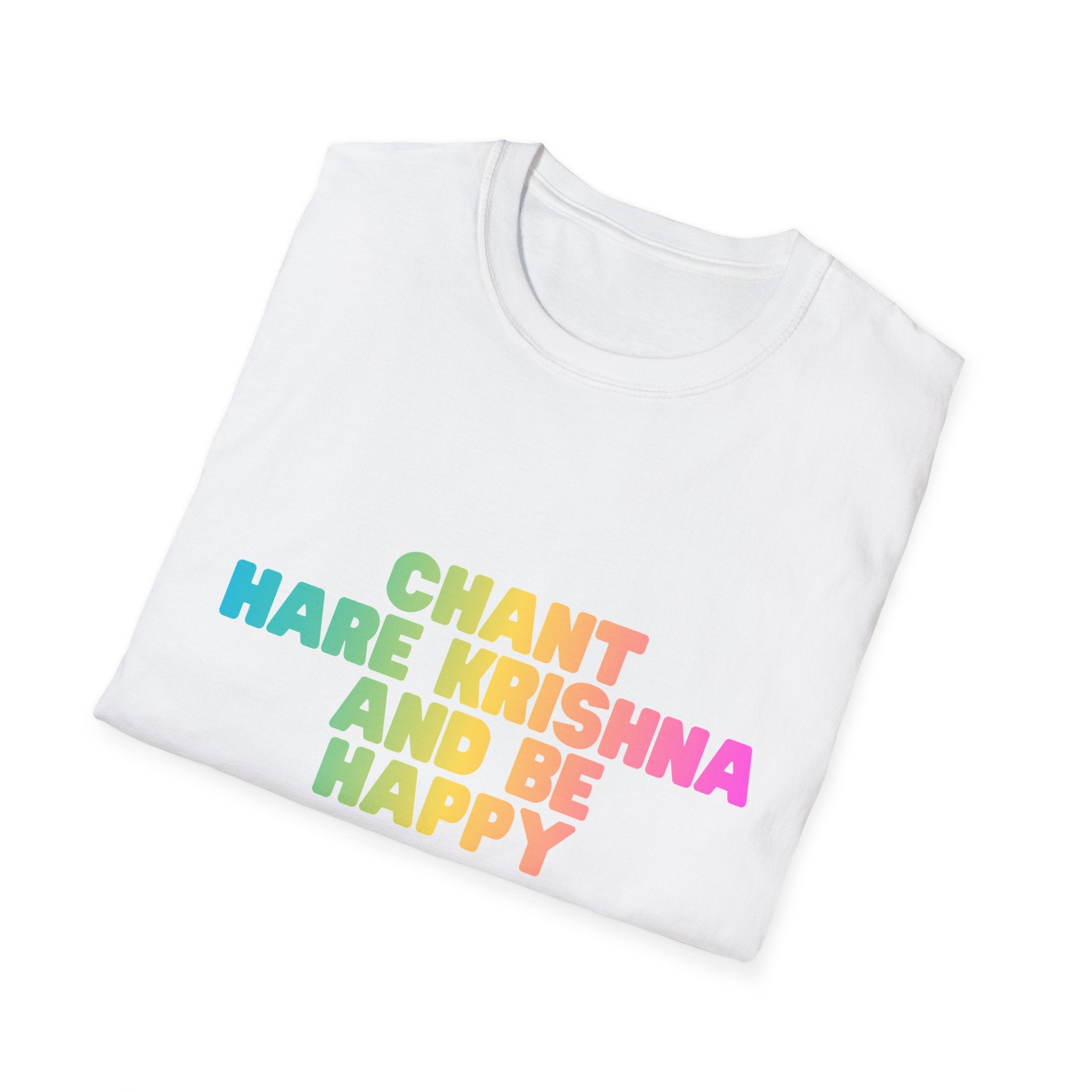 Har "Chant Hare Krishna and Be Happy" Rainbow Spiritual T-Shirt