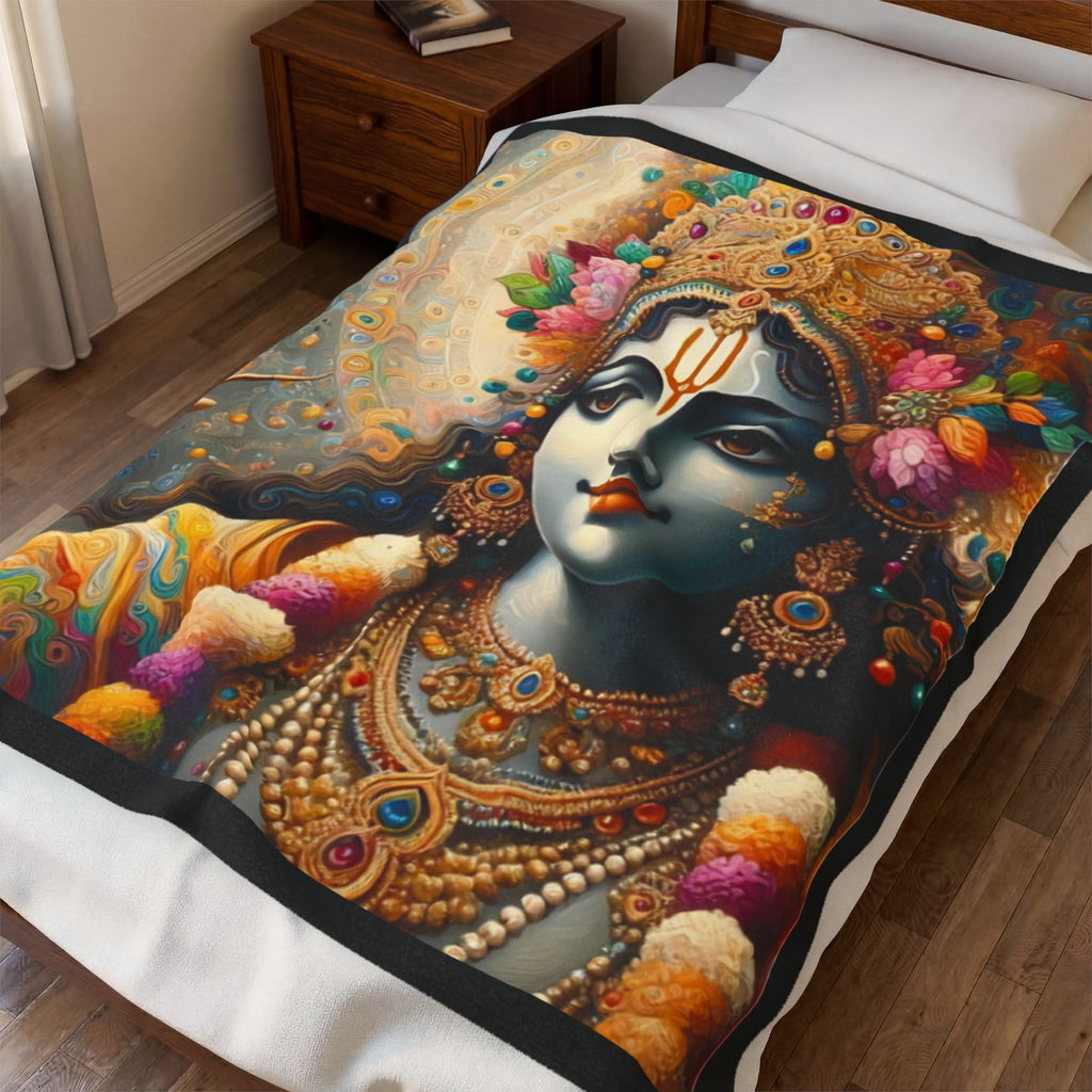 Krishna Portrait Velveteen Plush Blanket